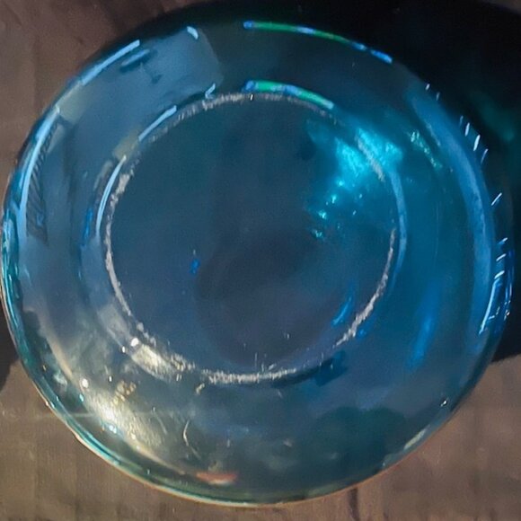 Vintage Mid-Century Modern Blenko-Style Blue Glass Decanter - Flat Head Stopper - Picture 5 of 6